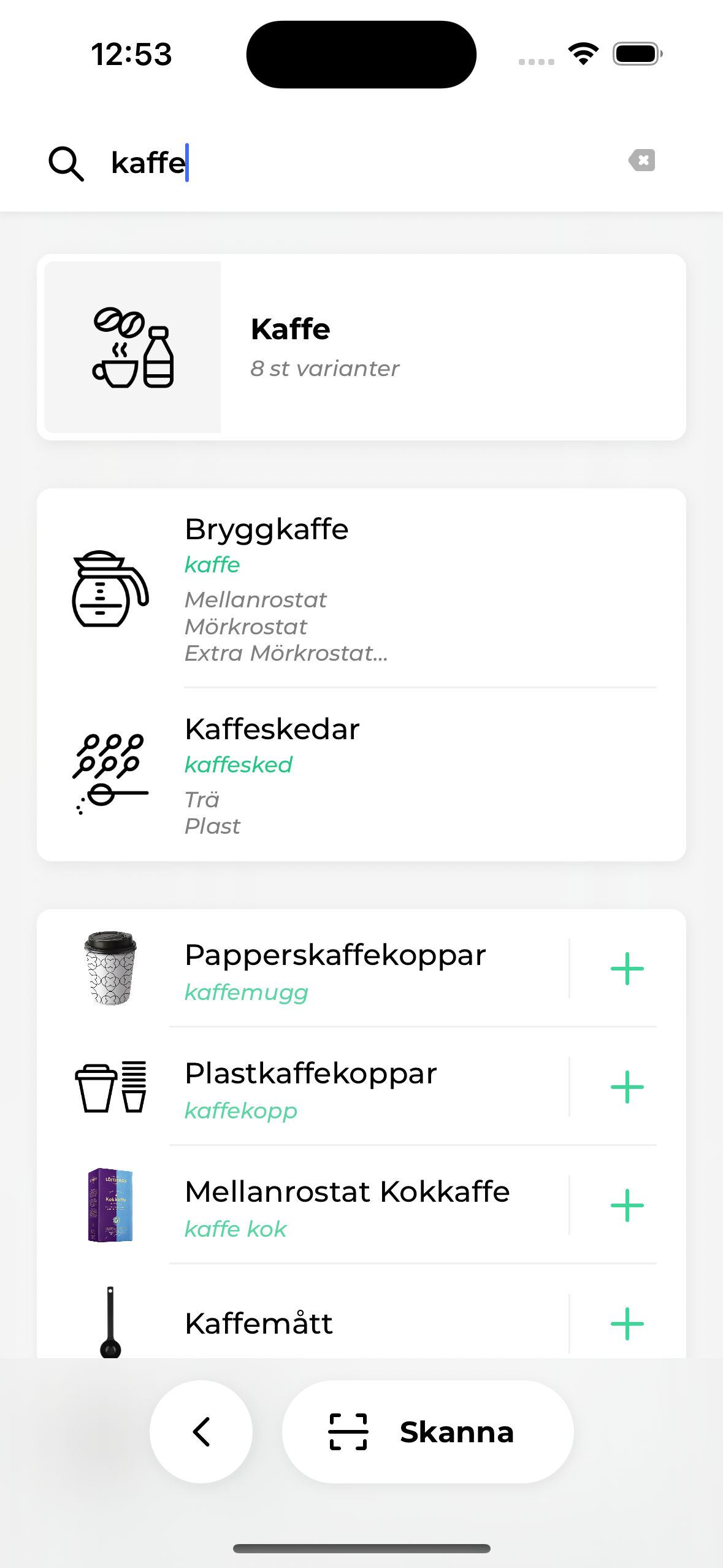 Product search result